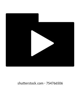 Folder with play button silhouette icon. 96x96 for Web Graphics and Apps.  Simple Minimal Pictogram. Vector