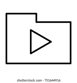 Folder with play button thin line icon. 96x96 for Web Graphics and Apps.  Simple Minimal Pictogram. Vector