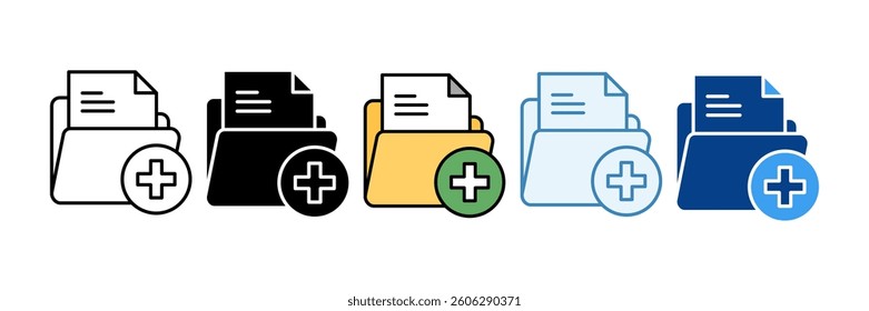 Folder Plus Icon Set Multiple Style Collection