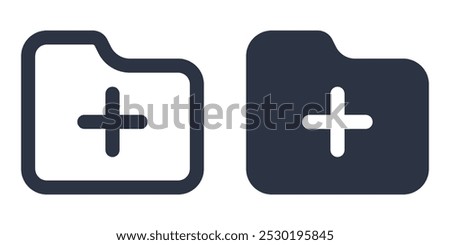 Folder with Plus simple icons set designed in filled, outline, line and stroke style