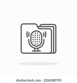 Folder Podcast Audio line icon. Editable stroke and pixel perfect. Can be used for digital product, presentation, print design and more.