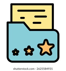 Folder product review icon. Outline folder product review vector icon color flat isolated