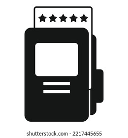 Icono de revisión de productos de carpetas vector simple. Evaluación en línea. Estrella del cliente