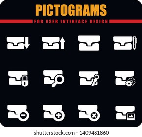 Folder professional pictograms for user interface design