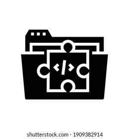 folder with program code files glyph icon vector. folder with program code files sign. isolated contour symbol black illustration