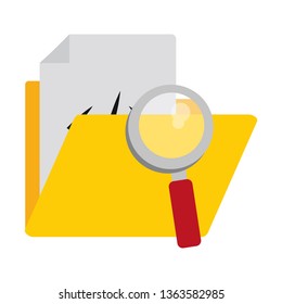 Folder with programming code and magnifying glass symbol