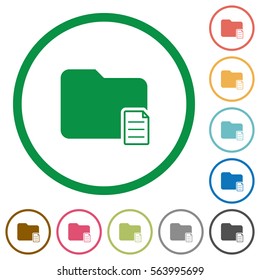 Folder properties flat color icons in round outlines on white background