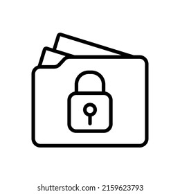 Folder Protected Icon. Done in modern black Linear style isolated on white background. For web banners, Mobile applications, Websites, Printed materials.