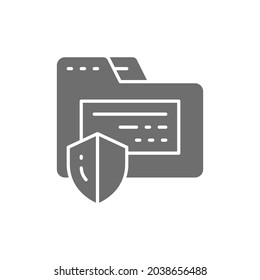 Folder Protection, Confidential Information, Internet Security Grey Icon.