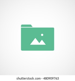 Folder Pyramid Green Flat Icon On White Background