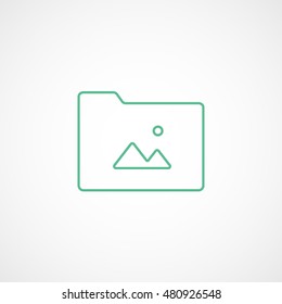 Folder Pyramid Green Line Icon On White Background