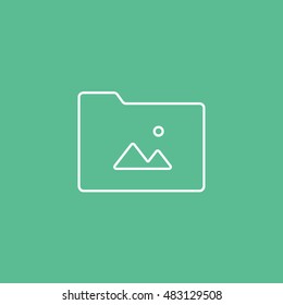 Folder Pyramid Image Line Icon On Green Background