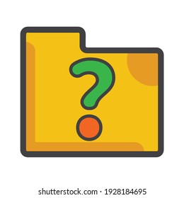 Ordner mit Fragezeichen-Symbol. Ordnergrafik. Flaches Vektorsymbol. kann für Icon Design Element, ui, web, app verwenden.