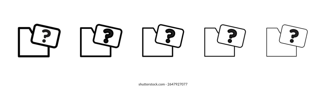 Folder with questionmark icon isolated vector on white background set