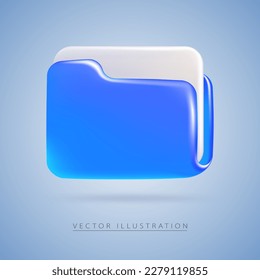 Folder in realistic 3d style, isolated on background. Vector illustration.