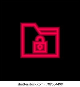 Folder red glowing neon ui ux icon. Glowing sign logo vector