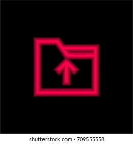 Folder red glowing neon ui ux icon. Glowing sign logo vector