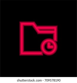 Folder red glowing neon ui ux icon. Glowing sign logo vector