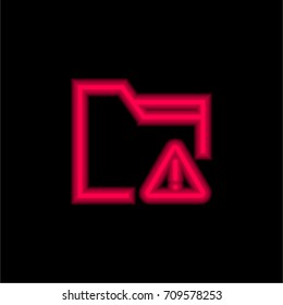 Folder red glowing neon ui ux icon. Glowing sign logo vector