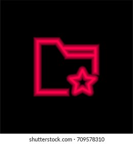 Folder red glowing neon ui ux icon. Glowing sign logo vector