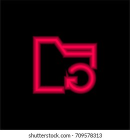 Folder red glowing neon ui ux icon. Glowing sign logo vector