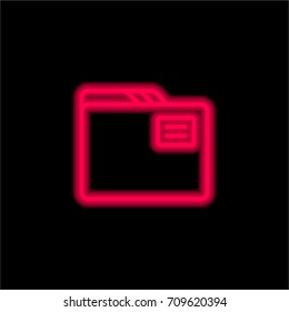 Folder red glowing neon ui ux icon. Glowing sign logo vector