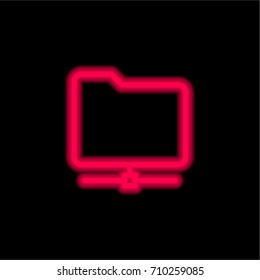 Folder red glowing neon ui ux icon. Glowing sign logo vector