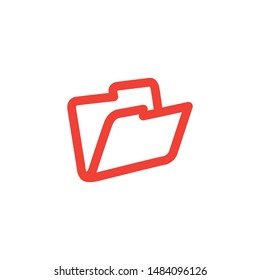 Folder Red Icon On White Background. Red Flat Style Vector Illustration.