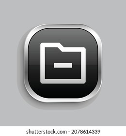 folder reduce line icon design. Glossy Button style rounded rectangle isolated on gray background. Vector illustration