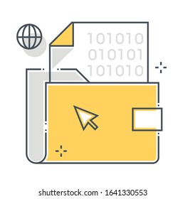 Folder related color line vector icon, illustration. The icon is about file, document, office, paper, stationery, library. The composition is infinitely scalable.