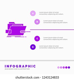 Folder, repair, skrewdriver, tech, technical Infographics Template for Website and Presentation. GLyph Purple icon infographic style vector illustration.