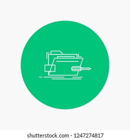Folder, repair, skrewdriver, tech, technical White Line Icon in Circle background. vector icon illustration