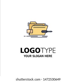 Folder, repair, skrewdriver, tech, technical Flat Color Icon Vector