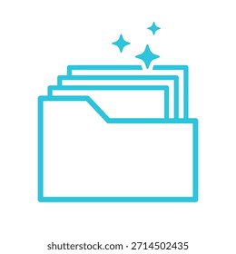 Folder, Report, data icon. Isolated on white background. Blue icon