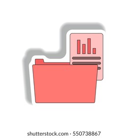 folder with report Vector illustration in paper sticker style of statistic file and folder