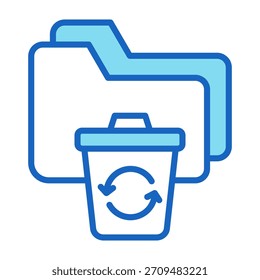 Icono de restauración de carpetas Ilustración vectorial de estilo de color azul