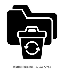 Folder Restore Icon Glyph Style Vector Illustration