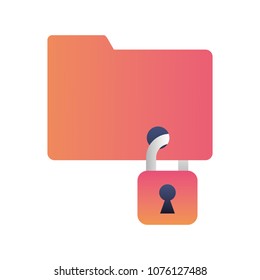 folder with safe secure padlock