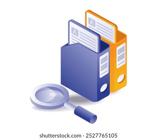 Folder for search data paper isometric illustration