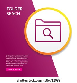 Folder and Search Icon. Info Board Graphic Vector Isolated. Outline Style Design