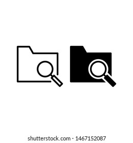 Folder search icon, with outline and glyph styles
