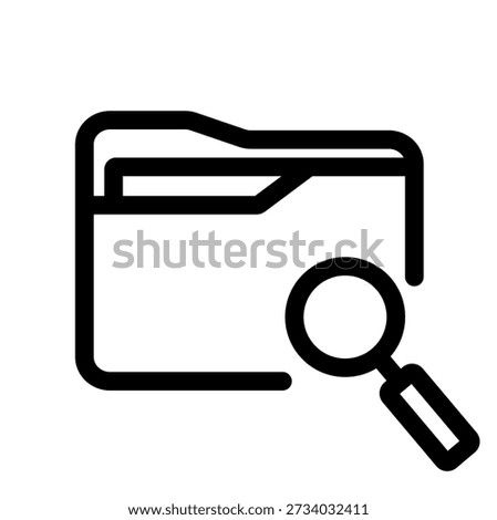 Folder search line icon with magnifying glass