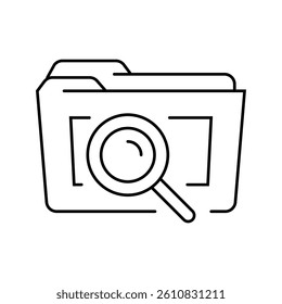 folder search magnifying glass line icon vector. folder search magnifying glass sign. isolated contour symbol black illustration
