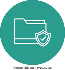 Folder, secured, shield icon vector image. Can also be used for cyber security. Suitable for use on web apps, mobile apps and print media.