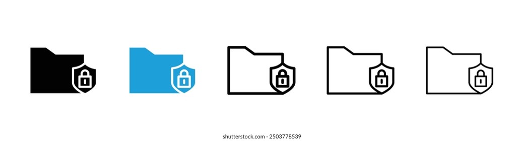 Folder security icon in black and blue colors