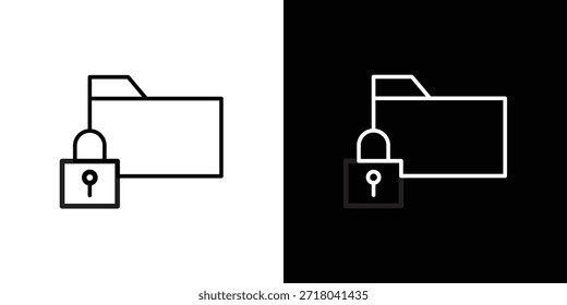 Ícone de segurança da pasta. Ilustração em preto isolada para design gráfico e da Web.