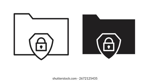 Icono de seguridad de la carpeta Vector blanco y negro Gráfico