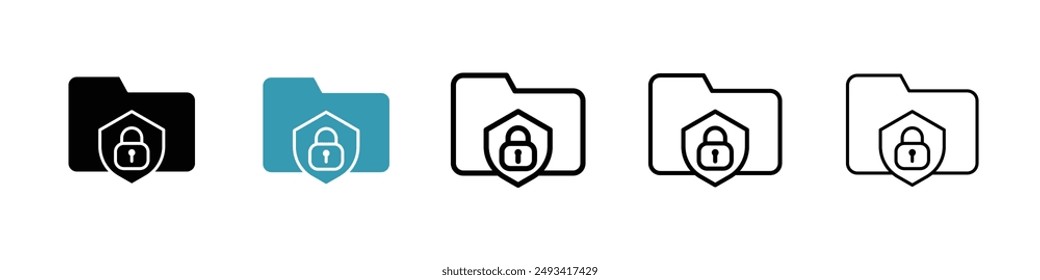 Folder security icon pack. line style EPS 10