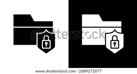 Folder security icon silhouette in black flat style. Graphic element