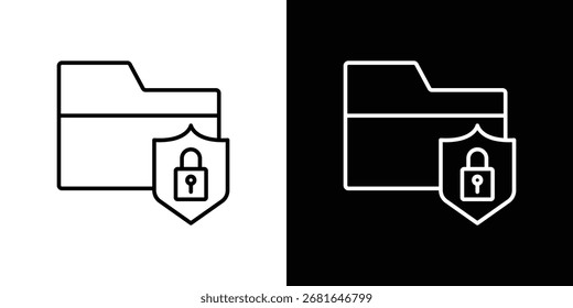 Ícone de segurança de pasta pictograma de vetor simples. ícone preto e branco conceito